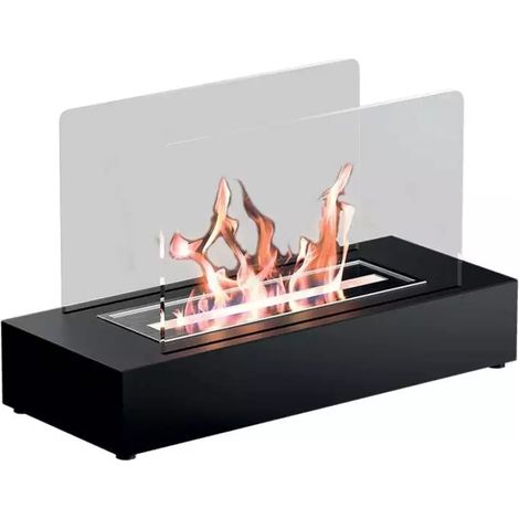 Biocamino da tavolo Cremona Nero 1,5 kW – bruciatore 1 L, doppio vetro, design compatto – Tecno Air System