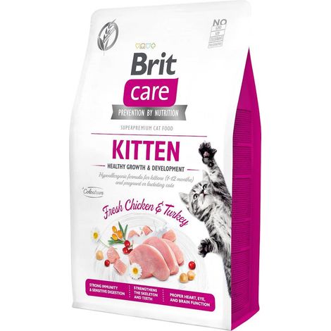 BRIT CARE GRAIN FREE KITTEN HEALTHY GROWTH AU POULET ET À LA DINDE 2 KG 100-171278