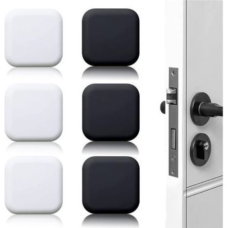 6 Pièces Butée de porte murale noire/blanche adhésive 45mm45mm Bloc porte Stop porte mural adhesif Butoir porte mural adhesif (1/5)