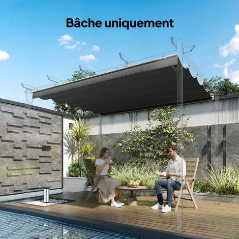 Tettoia retrattile per pergola/gazebo 3 x 3 m - solo tettoia 250 x 255 cm grigio scuro