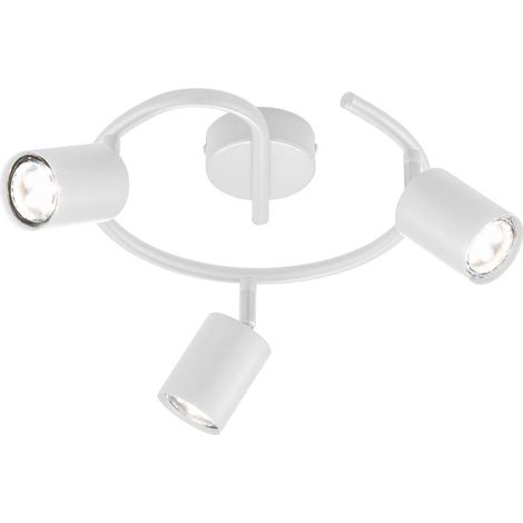Plafonnier Rondell lampe de salon métal blanc spots LED mobiles D 38 cm
