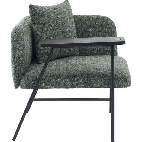 ELVMI Sillón con mesa auxiliar, 2 bolsillos laterales y almacenamiento, respaldo envolvente de chenilla, verde esmeralda (1/5)