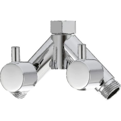 Robinet d'arrêt de douche en laiton chromé, inverseur 2 voies en Y, 1/2 pouce, pour flexible et pommeau de douche.