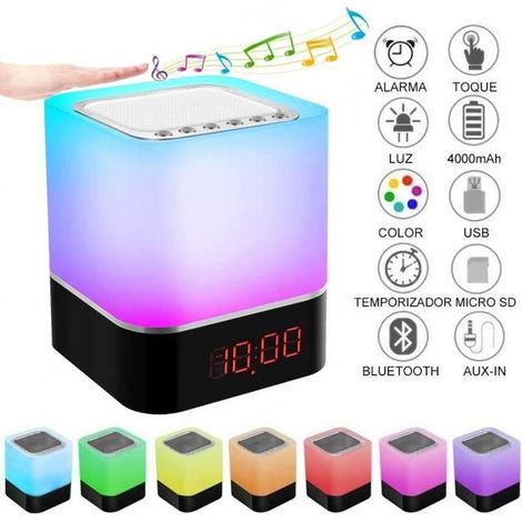 Enceinte Bluetooth ,Haut-parleur Portable sans-fil Lumières LED changement RVB Lampe de chevet chambre Réveil enfants adultes (1/4)