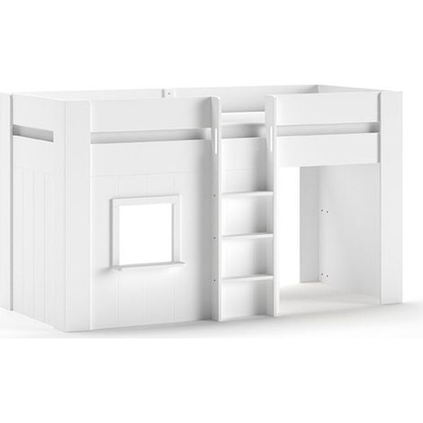 Lit Cabane Enfant "Reno" 90x200cm Blanc (1/5)