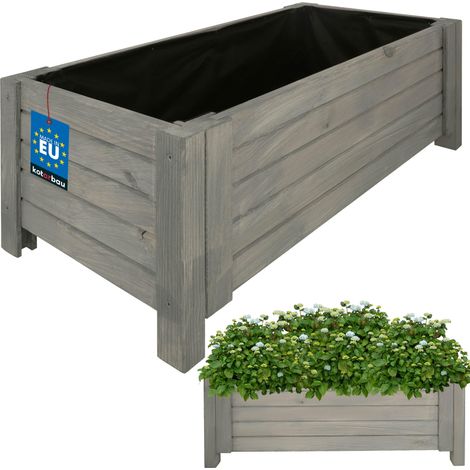 KOTARBAU® Jardinière Extérieur - Bois de Pin Imprégné - 79 x 39 x 30 cm - Anthracite - Jardiniere sur Pieds - Bac à Fleurs Rectangulaire - Grande Capacité - avec Toile Anti-Mauvaises Herbes (1/5)