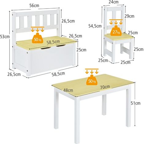 Children Activity Table with 2 Chairs and 1 Storage Bench (1/5)