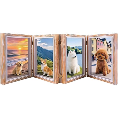 Cadre Photo 4 Photos 10x15 cm, Pliable Bois Cadre Collage (1/5)