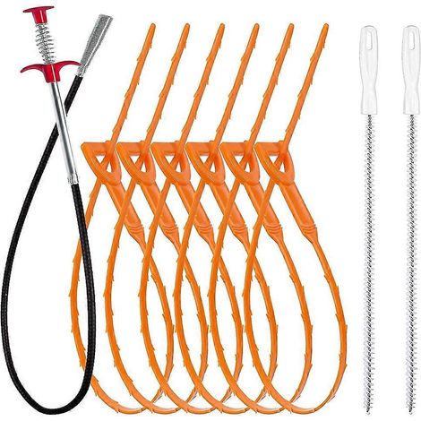 Déboucheur de canalisations flexible de 90 cm (35,5 pouces) avec griffes et serpents pour cheveux, pour évier, douche et toilettes (1/5)