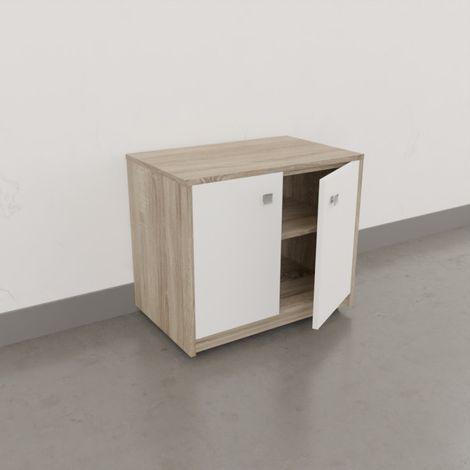 Caisson roulant ALTEA - 70 cm décor cambrian oak et portes blanches (1/5)