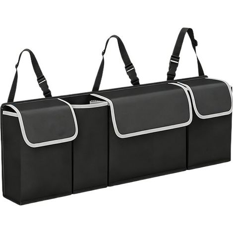 Organisateur de siège auto - Sac de rangement pour siège arrière - Organisateur de siège auto - Sac de rangement pour voiture - 4 compartiments de rangement - Accessoires de rangement pour l'intérieur (1/5)