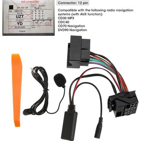 5.0 AUX-Eingangsadapter, 12-poliger Auto-Musikkabeladapter mit Freisprechmikrofon, geeignet für CD30 MP3 CDC40 CD70 DVD90. (1/5)
