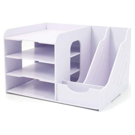 QORVA-Organiseur de bureau, quatre dossiers verticaux et horizontaux, blanc (1/5)