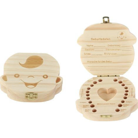Holz Zahndose Junge - Milchzahn Dose Milchzähne Box Zahn Döschen Geschenkidee