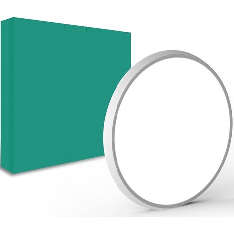 Plafonnier LED, rond plat, 24 W 5000 K, éclairage LED pour salle de bain, chambre, salon, cuisine, sous-sol, balcon, ultra-fin, Ø 29 x H 2,5 cm (1/5)