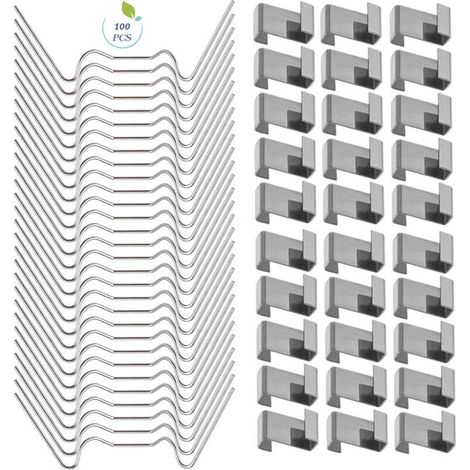 100 PCS Clips de serre pour verre, Clips de fenêtre de serre en acier inoxydable Accessoire pour serre(50 PCS 304 Clips de fil en acier inoxydable W, 50 PCS de chevauchement en acier inoxydable 301 Z) (1/5)