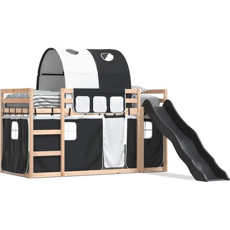 Maison Exclusive - Letto a Castello con Scivolo e Tende Bianco e Nero 80x200 cm