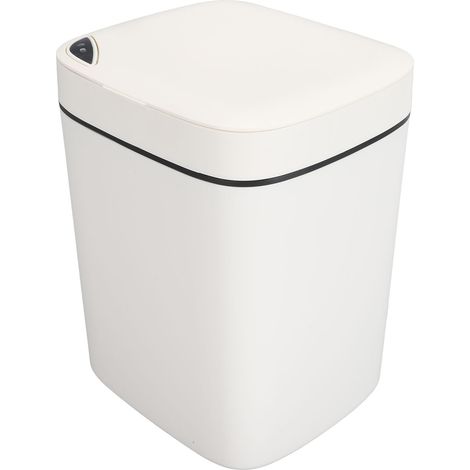 Poubelle automatique 12L étanche sans contact détecteur de mouvement corbeille à déchets intelligente avec couvercle pour chambre salle de bain blanc (1/5)