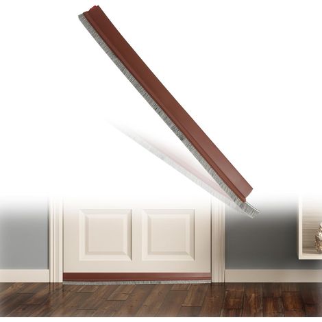 Bande d'Étanchéité de Porte Auto-Adhésive avec Brosse 100cm, Bande de Calfeutrage pour Fenêtre et Porte, Isolante Acoustique, Résistante au Vent, Découpable, Protection Contre la Poussière et les Inse (1/5)
