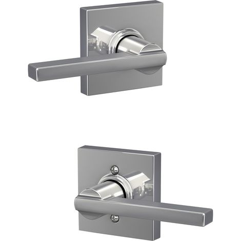 F10 LAT 625 COL Latitude Levier avec garniture Collins Serrure de porte d'entrée et de placard, chrome brillant (1/5)