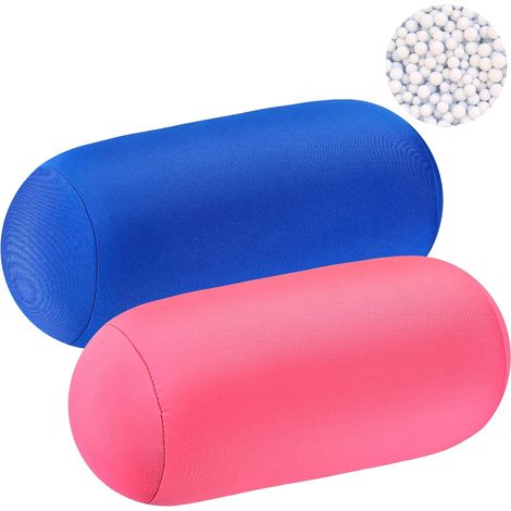 Lot de 2 oreillers cylindriques à microbilles (30 x 16 cm) pour un soutien optimal de la nuque, de la tête et du dos, à la maison comme en voyage.-AquaForge (1/5)