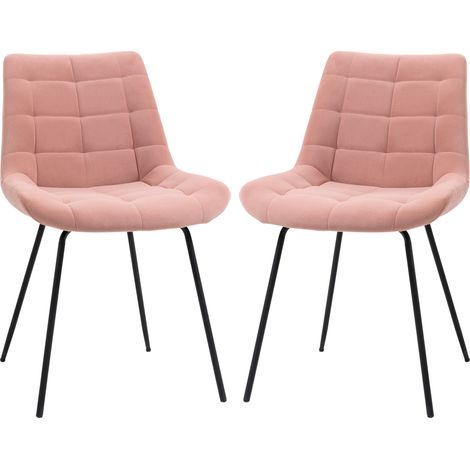 Ensemble 2 chaises salle à manger rétro velours rose 50x61x79 cm