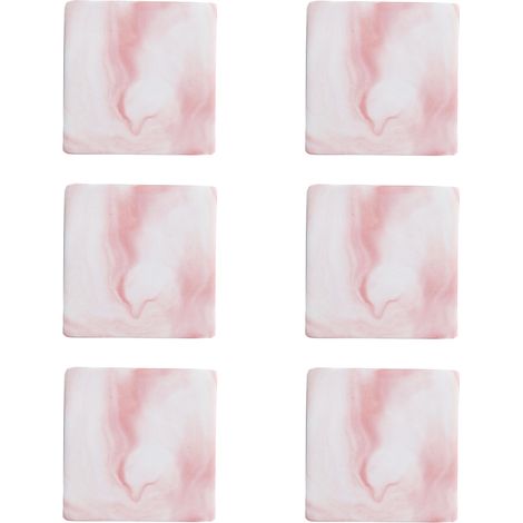 Dessous de verre en marbre, absorbants avec base en liège, ensemble de dessous de verre en céramique dorée, décoration rustique pour la maison (rose, octogonal)