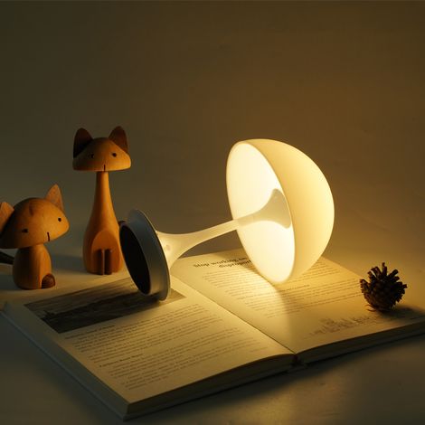LED Nachtlicht Pilzform Tischlampe für Schlafzimmer und Nachttisch Elegantes Hochwertiges Design Weiß (1/3)