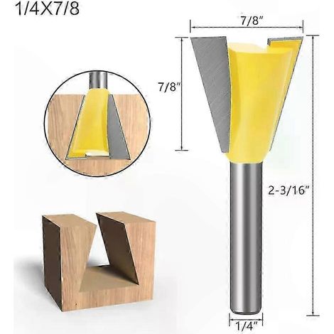 Set mit 6 geraden Schaftfräsern, 1/4"-Aufnahme, 6 mm Schaft, 14° Winkel, zum Schneiden von Holz mit Oberfräse, zum Gravieren und für Holzbearbeitungsarbeiten. (1/5)