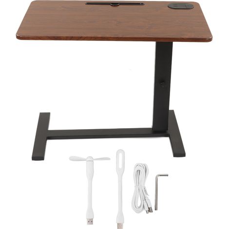 Bureau réglable en hauteur avec roulettes, port USB, table de chevet à roues pour salon, chambre, bureau à domicile (1/5)