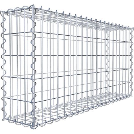 Gabion 100 cm x 50 cm x 20 cm – Mailles 5 x 10 cm – Construction en fil de fer galvanisé – Résistance à la corrosion – Montage rapide avec spirales – Gabiona