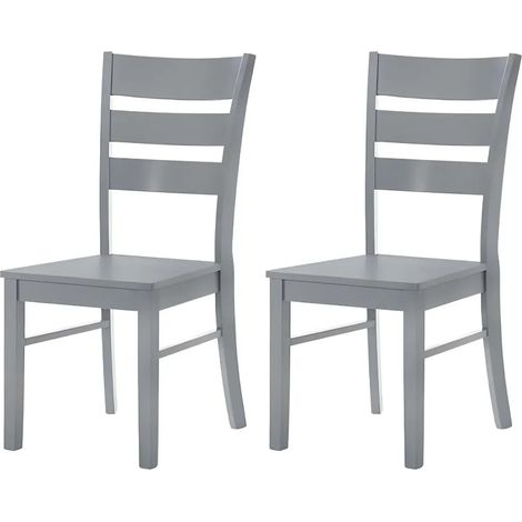 Set 2 Sedie in Legno Grigio da Interno con Schienale Alto
