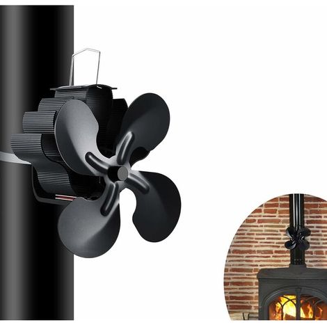 Holzofenventilator, 4 Flügel, wärmebetriebener Kaminventilator, für Holz-/Kamin-/Gas-/Pellet-/Holzofen (1/4)