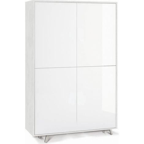 Mueble 4 Puertas 108L x 41P x h161 – Acabado Blanco Mate y Blanco Brillante – Sarmog