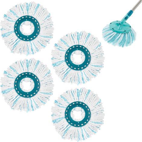 4 Pièces pour Leifheit Tête de Rechange Clean Twist Disc Mop Ergo Vadrouille en Microfibre de Nettoyage Ronde Forte Absorption d'eau Facile à Remplacer pour Tous Types de Sols (1/5)