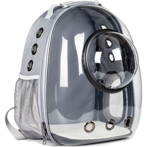 Sac à dos spatial pour chat, sac de transport transparent avec hublot, sac de sortie respirant grand volume, matériau PC et tissu Oxford, dimensions 42×30×23 cm, adapté aux animaux de 3 kg à 5 kg (1/2)