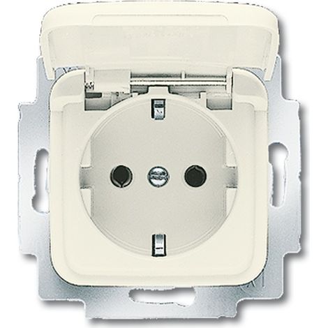 BUSCH-JAEGER 20EUK-212 PRISE DE COURANT, COUVERCLE CLAPET (SCHUKO), BLANC CRÈME, DURO 2000 SI (1/2)