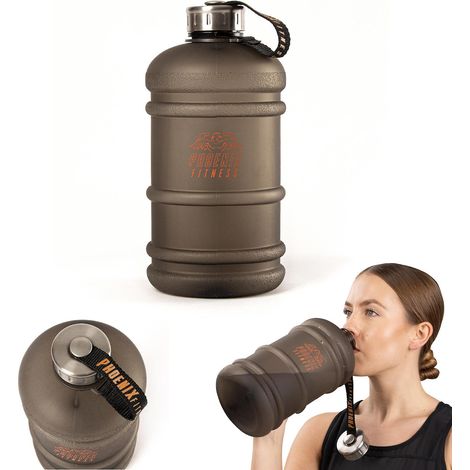 Auslaufsichere Sport-Trinkflasche mit Griff und Tragegurt für Zuhause, Fitnessstudio, Reisen und Outdoor-Aktivitäten: schwarz, 2 l (1/5)