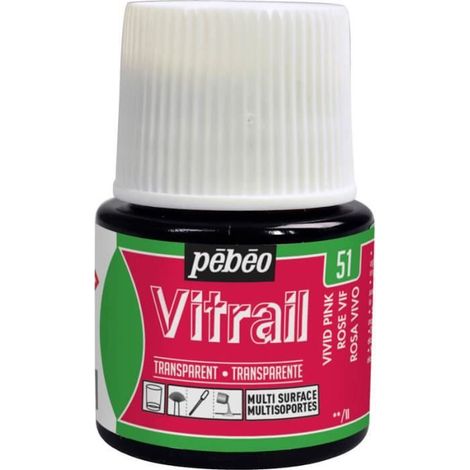 Peinture Vitrail - Pébéo - Rose vif - 45ml - Couleurs brillantes - Prête à l'emploi (1/3)