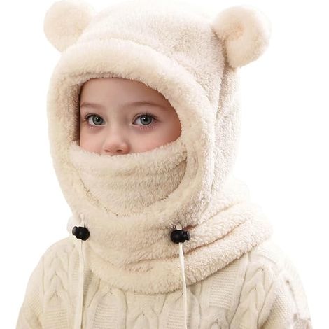 Cagoule Enfant Hiver - 3-10 Ans Laine Fine Épaisse Ajustable - Pour Ski, Moto et Protection Oreilles (1/4)