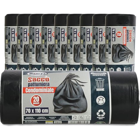 MAURY'S SACCHI PER PATTUMIERA 70X110 CM 10 CONFEZIONI DA 20 PEZZI IN COLORE NERO (1/2)