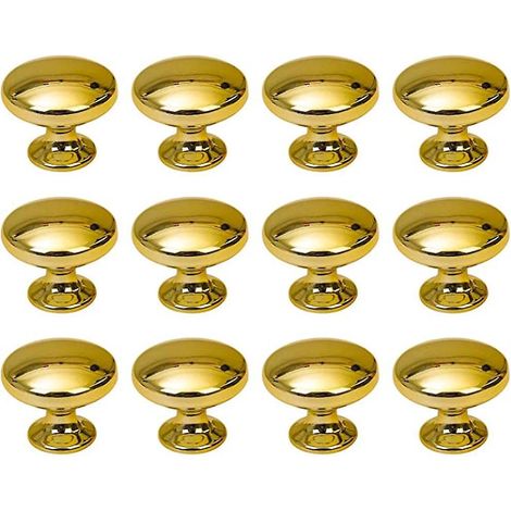 Poignées de porte rondes dorées - Lot de 12, 30 mm - Idéales pour les armoires, le bureau, les tables de chevet et les bibliothèques (1/5)