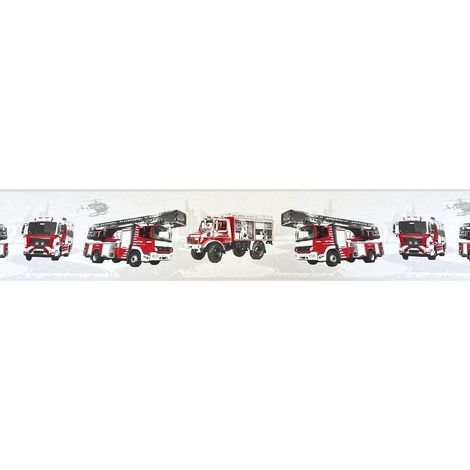AS Creation Fire Truck Red White Wallpaper Border Helicopter Textured Kids Room (1/4)
