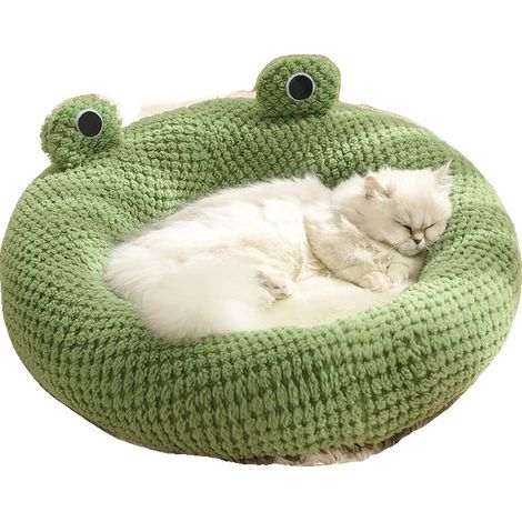 Caseta para gatos, material de felpa, diseño semicerrado, foso circular, pequeña (menos de 4,5 kg). (1/2)