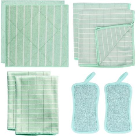 Lot de 8 chiffons de nettoyage en microfibre de bambou, chiffons de nettoyage pour salle de bain et fenêtres en fibre de bambou, super absorbants et ne laissant aucune trace d'eau, adaptés aux fenêtre (1/4)