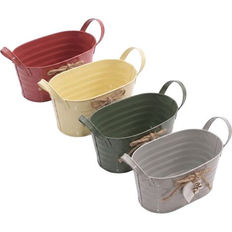 Bac en fer-blanc en 4 couleurs, 15x9 cm, paquet de 4 (lot de 3)