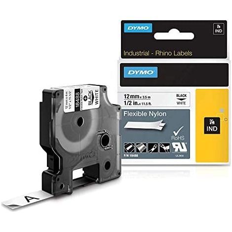 Ruban nylon flexible Dymo Rhino 12 mm 18488 blanc écriture noire (1/5)