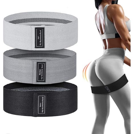 3 Bandes de résistance, niveaux léger moyen lourd, tissu antidérapant pour jambes fesses, yoga fitness domicile extérieur (1/5)