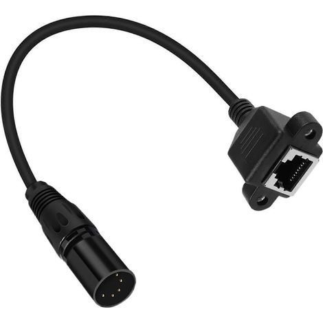 Câble audio XLR5 5 broches mâle/femelle vers RJ45 femelle avec pinces auriculaires, adapté aux ingénieurs du son professionnels et aux producteurs de musique. (1/5)