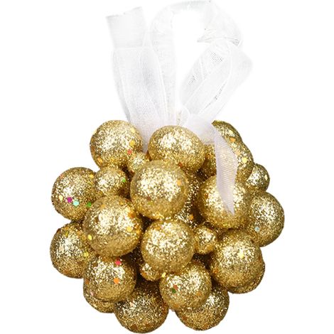 GARRYFIZH Boule décorative de Noël 3D en mousse saupoudrée de poudre dorée - Boule de Noël pour centres commerciaux, maisons, décorations de sapin, accessoires - Or 6 cm